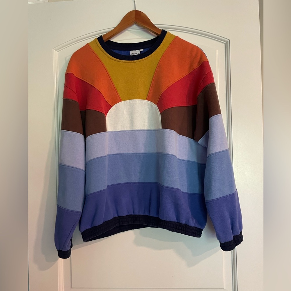 GHANDA Colorblock Sunshine Patchwork Crewneck Sweater - Multicolor